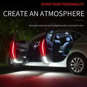 12 В светодиодная полоса для предупреждения об открытии двери автомобиля, приветственный свет автомобиля, мигающий красный и белый свет, сигнальный свет для автомобиля