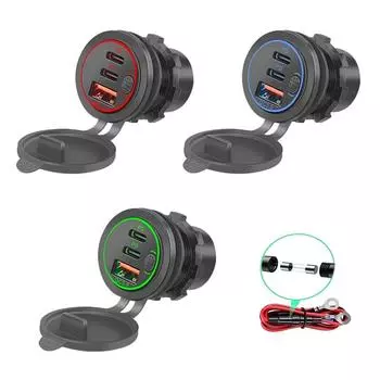 12 В USB C розетка двойная 20 Вт PD Тип C 18 Вт QC 3,0 USB-порт автомобильное зарядное устройство с кнопочным переключателем для автомобиля RV Лодка Морской грузовик красный