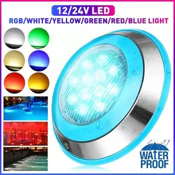 12 Вт AC12/24 В RGB Piscina лампа из нержавеющей стали IP68 светодиодный светильник для бассейна водонепроницаемые лампы подводные фонари синий