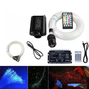 12 Вт RGBW Мерцающий Bluetooth APP RF Управление Звуком Комплект Оптоволоконного Звездного Потолка Метеоритного Света