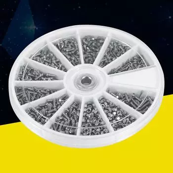 12 видов маленьких винтов и гаек, набор M1 M1.2 M1.4 M1.6 для часов, инструментов для ремонта очков, аксессуаров, крепежей