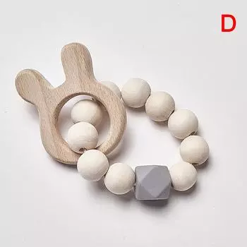 12# Деревянная погремушка Бук Медведь Ручной Зубной Кольцо Детские Погремушки Игрушка Для Детской Коляски