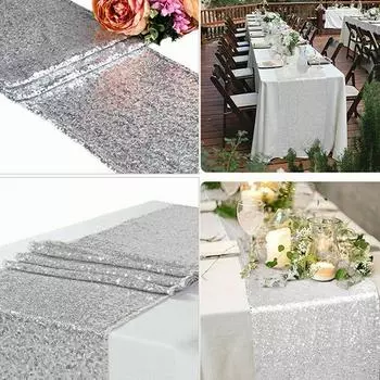 12 x 108 дюймов, блестящие скатерти, тканевые, свадебные дорожки, розовое золото, серебро, блестящие 30*275cm серебряный