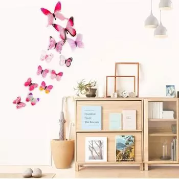 12 x 3D светящиеся наклейки на стену с бабочками, наклейки для домашнего декора, детская спальня 12pcs синий