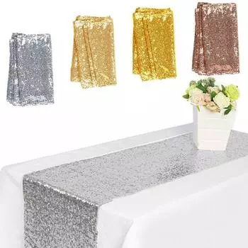12 x 72 Рождественская скатерть Настольный флаг Прямоугольное украшение Настольная дорожка с блестками Домашнее кейтеринговое мероприятие королевский синий