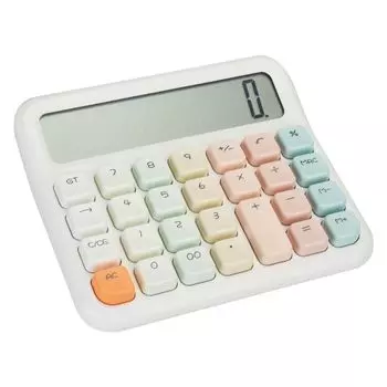 12-значный большой удобный для офиса калькулятор на батарейках, кнопки, нажатие, работа, нескользящий, устойчивый, наклонный, (белый)