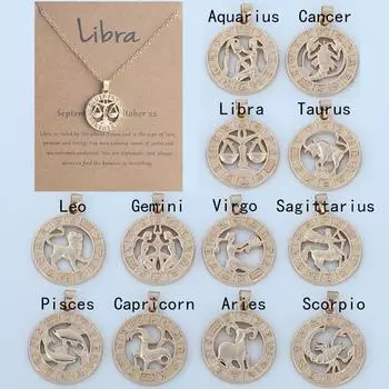 12 знаков зодиака 3D изображение кулон ожерелье Ins in Stock зодиакальная карта ключичная цепочка 45CM