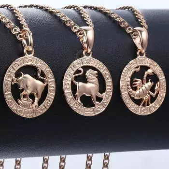 12 знаков зодиака, подвески в виде созвездий, ожерелья для женщин и мужчин, розовое золото 585 пробы, мужские ювелирные изделия, модные подарки на день рождения GPM16
