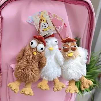 12cm 1Pcs Plush Egg Chicken Decompression Keychain Creative Cute Squeaking Doll Pendant Cartoon Cuckoo Chicken Bag Accessories