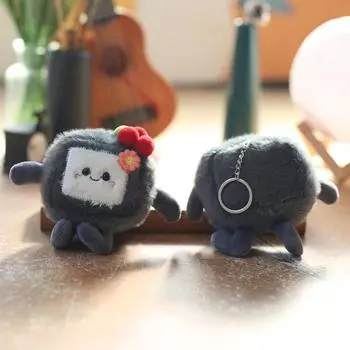 12Cm Creative Soft Cute Stinky Tofu Pendant Plush Toy Doll Cartoon Bag Key Chain Backpack Car Bag Ornaments Key Ring