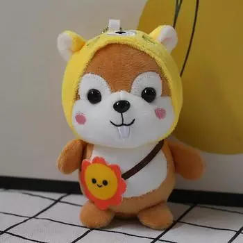 12Cm Cute Squirrel Pendant Key Chain Plush Toy Doll Pendant Bag Decoration Toy Hanging Ornament Gift For Children синий