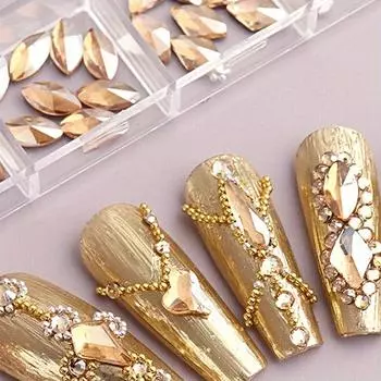 12Grids Crystal Nail Art Стразы Стеклянные Микс Формы AB Зеленый Синий Розовый Блестящие Камни для Ногтей Алмазные Плоские Камни Для Ногтей Подвески белый