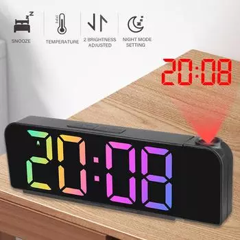 12H/24H светодиодные часы с ночным режимом, функцией отключения питания, памятью, настольные часы с USB-кабелем, цифровым проекционным будильником с питанием от USB, многофункциональные F