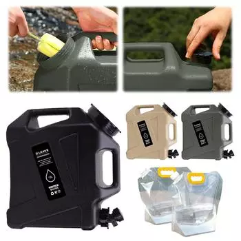 12L Portable Camping Water Jug No Leakage Water Storage Tank with Spigot Water Storage Carrier for Camping Fishing Picnic Hiking чёрный