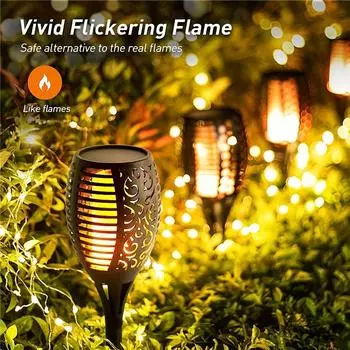 12LED солнечный фонарь с пламенем, мерцающий свет, водонепроницаемое украшение для сада, уличный газон, дорожка, двор, патио, торшер