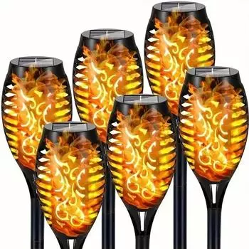 12LED солнечный фонарь с пламенем, мерцающий свет, водонепроницаемое украшение для сада, уличный газон, дорожка, двор, патио, торшер