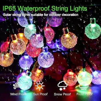 12M100LED Solar Crystal Ball String Light 8 Modes Outdoor Waterproof Solar Patio Light For Garden Party Decor Solar String Light теплый белый