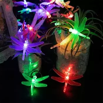 12M 100LEDs Dragonfly солнечные гирлянды наружные водонепроницаемые 8 режимов стрекоза гирлянды для дома патио сад свадебный декор 5M 20LED