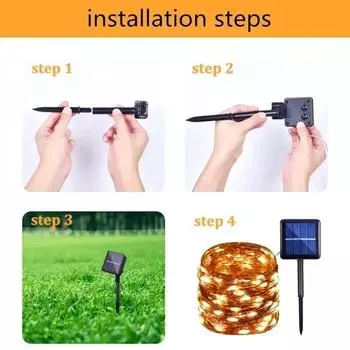 12m 7m LED Solar Light Outdoor Fairy String Light Waterproof Garden Colorful Light Courtyard Festive Party Atmosphere Decoration