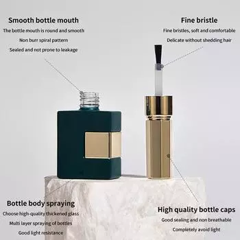 12 мл пустая стеклянная бутылка для лака для ногтей пустая с крышкой кисточка косметические контейнеры стеклянные бутылки для ногтей с кисточкой зелёный