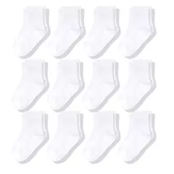 12pair/Lot Non Slip Toddler Socks with Grip for Boys Girls Baby Infants Kids Anti Skid Cotton Crew Socks 1-7Years S 0-1year белый