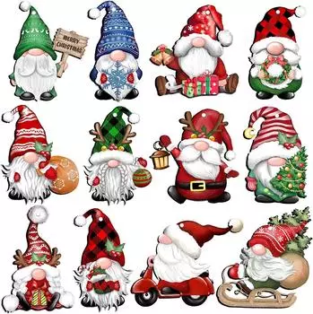 12pcs 24pcs Christmas Gnome Wooden Hanging Ornaments Christmas Tree Decor Gift Decor Gnome Santa Claus Doll Wooden Pendants 12pcs one set