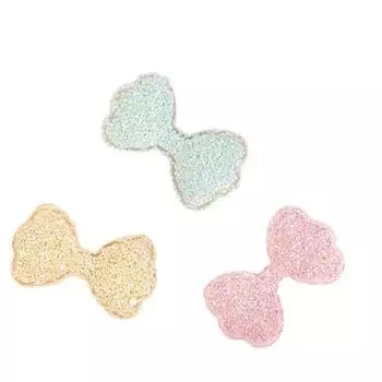 12Pcs 55mm Shiny Fabric Padded Patches Glitter Bow Tie Appliques For Craft Clothes Stickers Supplies DIY Hair Clips Ornament One Size зелёный