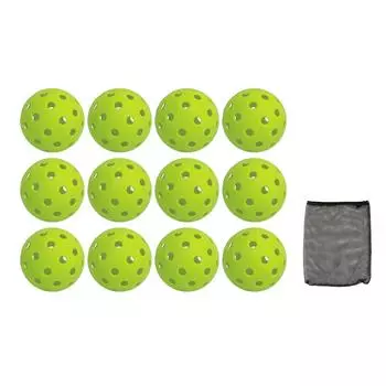 12PCS 74mm 40 Holes Pickleballs PE Plastic High Elasticity Pickleball Outdoor Hole Balls Green зелёный