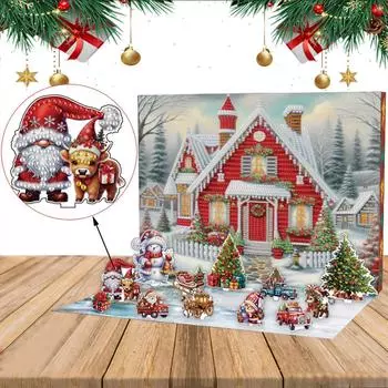 12Pcs Acrylic Diamond Painting Gift Box Kit Wooden Christmas Advent Ornament Kits Diamond Painting Wall Christmas Decoration