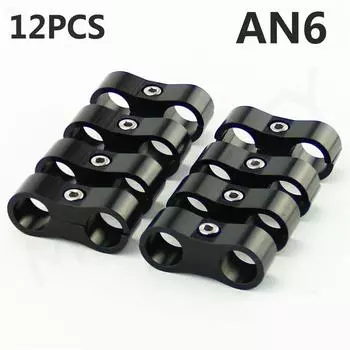 12pcs AN -6 AN6 14MM Braided Hose Separator Clamp Fitting Adapter Bracket Black
