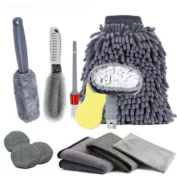 12 шт. набор инструментов для мойки автомобиля, набор для чистки, щетка для чистки автомобиля, полотенце, перчатка для автомобильной приборной панели, аксессуары для мойки воздуховода