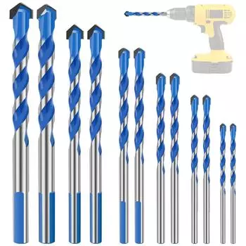 12Pcs Carbide Drill Bits Set 3/4/5/6/8/10/12mm Tip Work for Glass Metal Tile Concrete Professional Masonry Drill Bits Power Tool