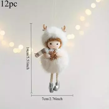 12pcs Christmas Angel Plush Girl Doll Home Christmas Tree Pendant, Angel Pendant Christmas Gift,hotel scene kitchen scene holiday Christmas props