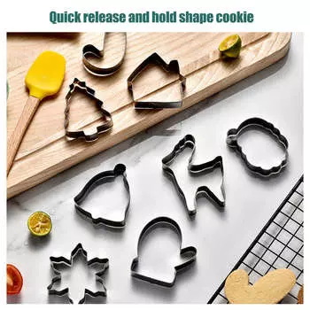 12 шт. Рождественские формочки для печенья с рождественской тематикой, быстросъемные формочки для печенья из нержавеющей стали, серебристые, с кольцами для хранения для торта