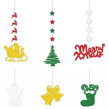 12pcs Christmas Decorations Decals Pendants Bells Reindeer Angels Christmas Tree Ornaments Hanging Decorations Atmosphere Setting Props 12pcs
