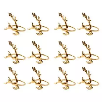 12Pcs Christmas Deer Napkin Ring Animal Napkin Ring Metal Napkin Holder Buckles for Bar Restaurant Wedding Party Dinner
