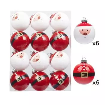 12PCS Christmas Santa Balls Xmas Tree Hanging Red Pendant Balls Christmas Ball Ornaments For Household DIY School Decoration