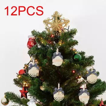 12Pcs Christmas Stocking Name Tags, Xmas Hanging Tag, Rustic, Tree