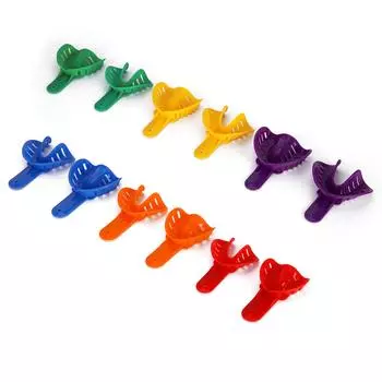 12 шт. стоматологические слепочные ложки для снятия слепков, прочный пластиковый держатель зубов, лабораторные стоматологические принадлежности, инструменты разноцветный