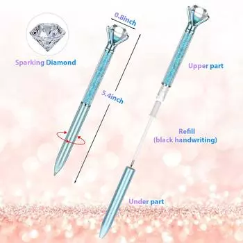 12Pcs Diamond Pen Holiday Gift Glitter Ballpoint Pen Black Ink Pen For School Office Supplies 6 Colors x 12PCS чёрный