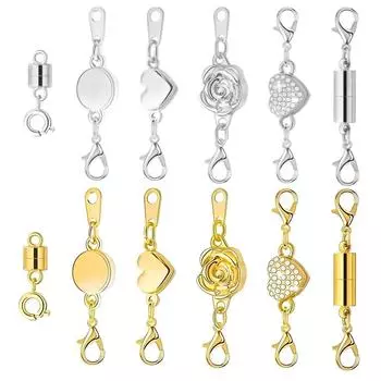 12Pcs Double Head Lobster Magnetic Bracelet Extender Jewelry Converters Clasp for Necklace