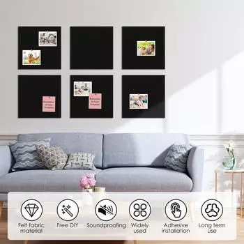 12Pcs Felt Wall Tiles Non Slip Felt Bulletin Board Tiles Adhesive Cork Board Squares Cork Board Tiles Bulletin Board Wall Tiles