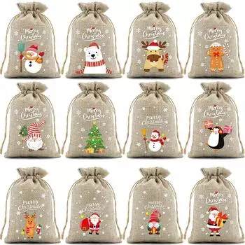 12pcs Halloween Drawstring Bag Packaging Valentine s Day Gift Bag Party Festival Gift Bag Christmas Cloth Drawstring Bag 12pcs
