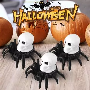 12Pcs Halloween Spider Eyeball Lights LED Horror Spider Lighting Ornament Spider Back Eyeball Candle Lights Halloween Party красный