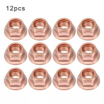 12Pcs Hex Tool Flashed Exhaust High Temperature Nuts M8 Nut 8mm Nuts Copper