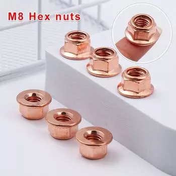 12Pcs High Quality Tool Manifold High Temperature Nuts Copper M8 Nut 8mm Nuts
