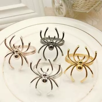 12pcs/lot Black Spider Napkin Ring, Buckle, Suitable for Halloween, Ghost Festival, Party, Desktop Decoration