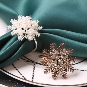 12pcs/lot Christmas snowflake napkin ring metal napkin ring hotel holiday napkin buckle tableware decorations