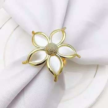 12pcs/lot Cutlery Pearl Flower Napkin Buckle Beige Flower Napkin Ring Wedding Festive Party Tabletop Decoration Napkin Ring