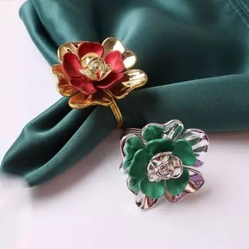 12pcs/lot Double Rose Flower Napkin Ring Flower Napkin Button Napkin Ring Wedding Hotel Table Napkin Button